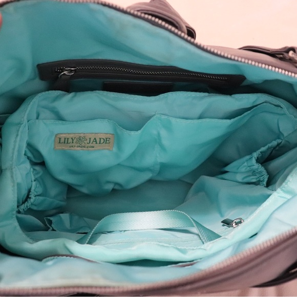 Authentic Lily Jade Meggan diaper bag in gray leather